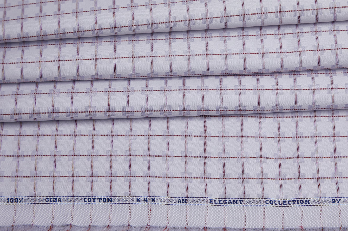 100% Giza Cotton, Yarn Dyed Checks, Dobby,White And Blue,Men And Women, Unstitched Shirting Or Top Fabric