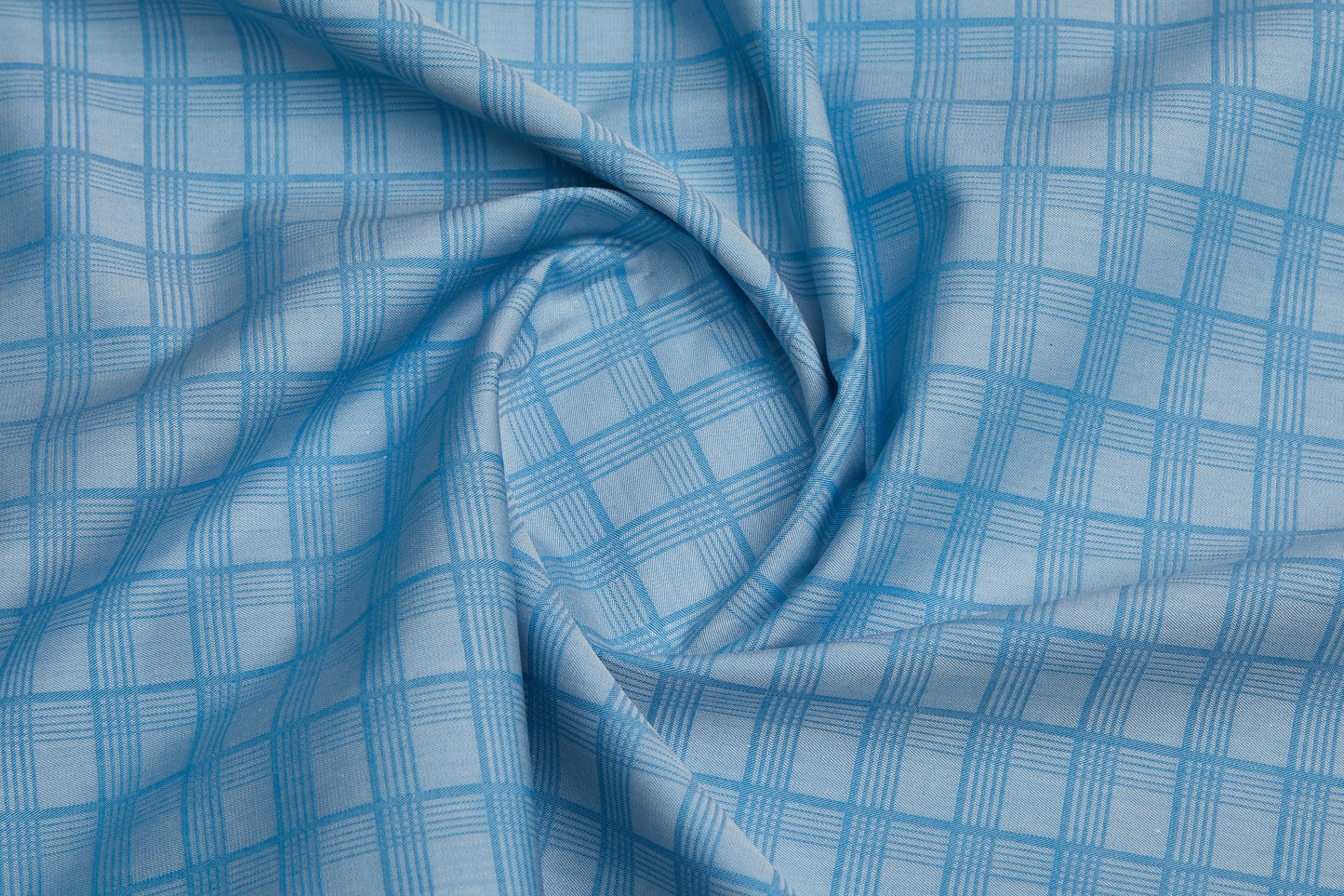 100% Giza Cotton, Yarn Dyed Stripe, Plain,Sky Blue,Men And Women, Unstitched Shirting Or Top Fabric