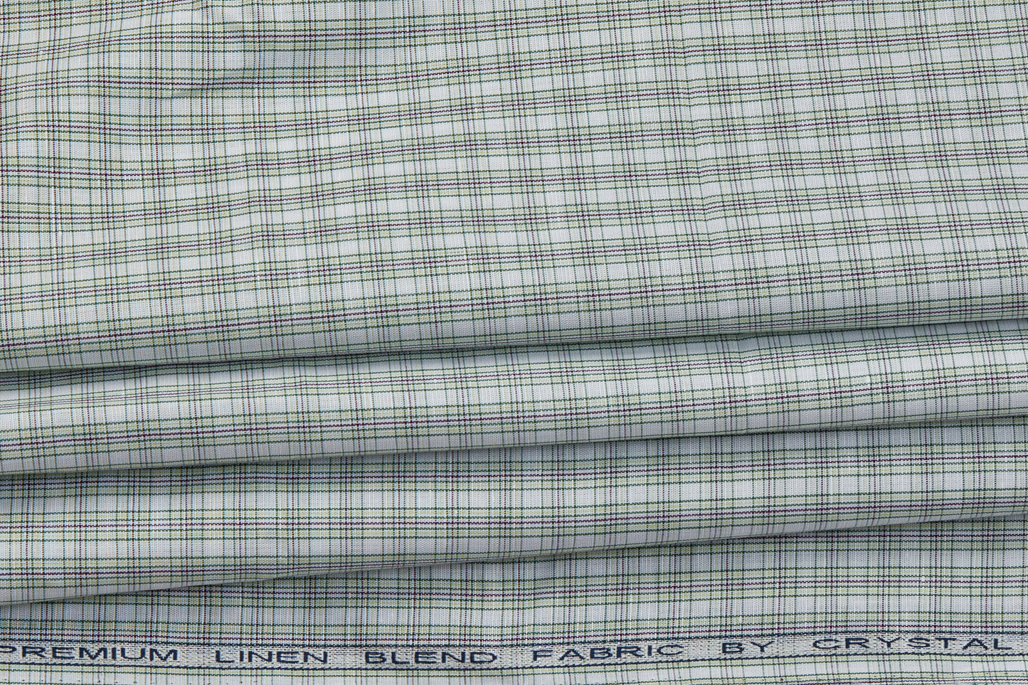 Linen Cotton Blend, Yarn Dyed Checks, Plain,White And Green And VioletMen And Women, Unstitched Shirting Or Top Fabric