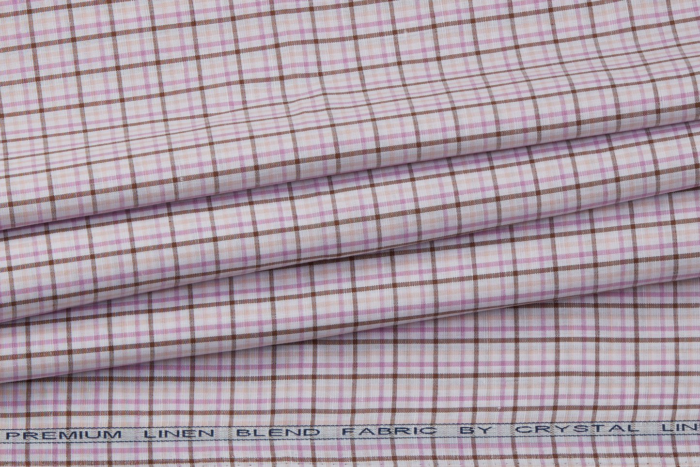 Linen Cotton Blend, Yarn Dyed Checks, Plain,White And Pink And BrownMen And Women, Unstitched Shirting Or Top Fabric