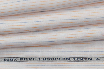100% Linen,Piece Dyed,Plain,White Blue and OrangeMen And Women, Unstitched Shirting Or Top Fabric