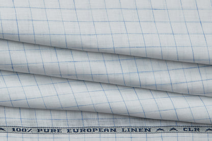 100% Linen, Yarn Dyed, Plain,White And Blue Men And Women, Unstitched Shirting Or Top Fabric