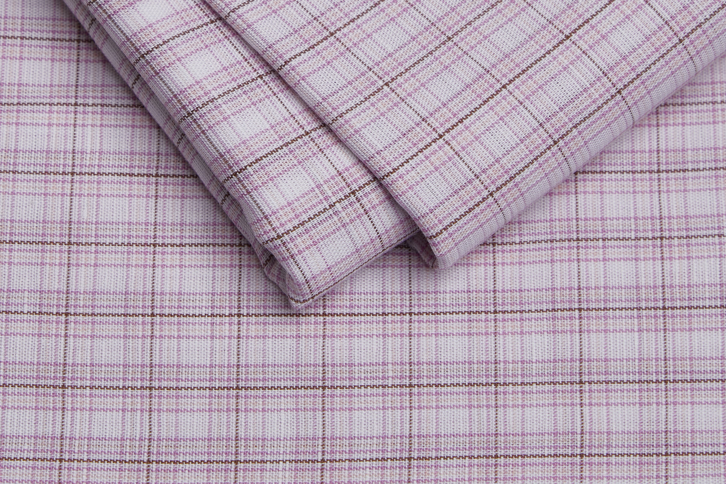 Linen Cotton Blend, Yarn Dyed Checks, Plain,White And Pink And BrownMen And Women, Unstitched Shirting Or Top Fabric