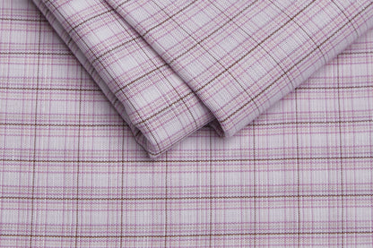 Linen Cotton Blend, Yarn Dyed Checks, Plain,White And Pink And BrownMen And Women, Unstitched Shirting Or Top Fabric
