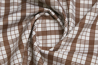 100% Giza Cotton, Yarn Dyed Stripe, Plain,White And Brown,Men And Women, Unstitched Shirting Or Top Fabric