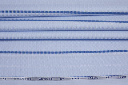 100% Giza Cotton, Yarn Dyed stripes, Dobby,Sky Blue,Men And Women, Unstitched Shirting Or Top Fabric
