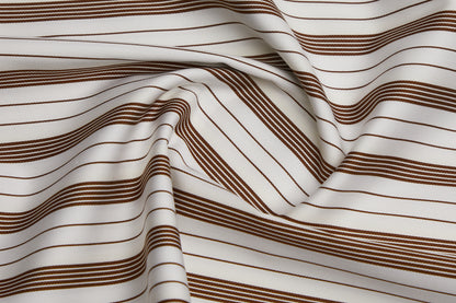 100% Giza Cotton, Yarn Dyed Stripe, Plain,white And Brown,Men And Women, Unstitched Shirting Or Top Fabric