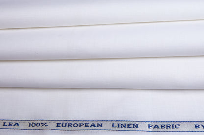 100% Linen, Bleach White, Plain, White,Solid, Men And Women, Unstitched Shirting Or Top Fabric