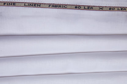 100% Linen 80 Lea ,Bleach White, Plain, White, Solid, Men And Women, Unstitched Shirting Or Top Fabric