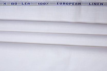 100% Linen 80 Lea ,Bleach White, Plain, White, Solid, Men And Women, Unstitched Shirting Or Top Fabric