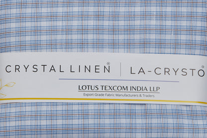 Linen Cotton Blend, Yarn Dyed Checks, Plain,White And  And BlueMen And Women, Unstitched Shirting Or Top Fabric