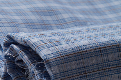 Linen Cotton Blend, Yarn Dyed Checks, Plain,White And  And BlueMen And Women, Unstitched Shirting Or Top Fabric