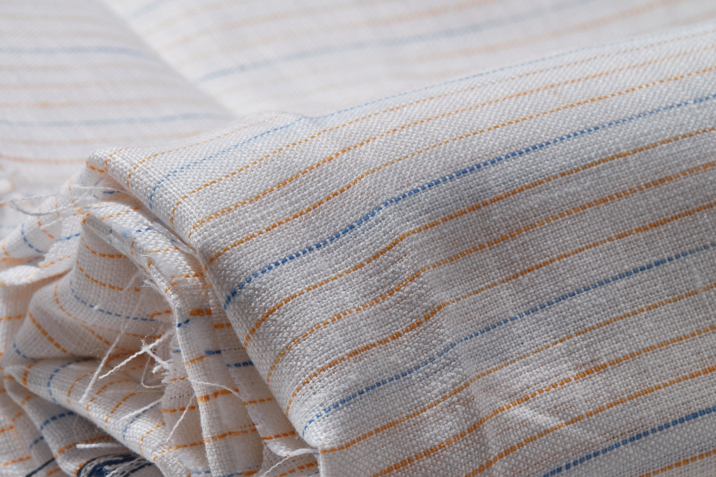 100% Linen,Piece Dyed,Plain,White Blue and OrangeMen And Women, Unstitched Shirting Or Top Fabric