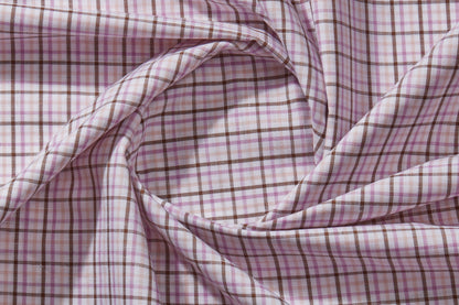 Linen Cotton Blend, Yarn Dyed Checks, Plain,White And Pink And BrownMen And Women, Unstitched Shirting Or Top Fabric