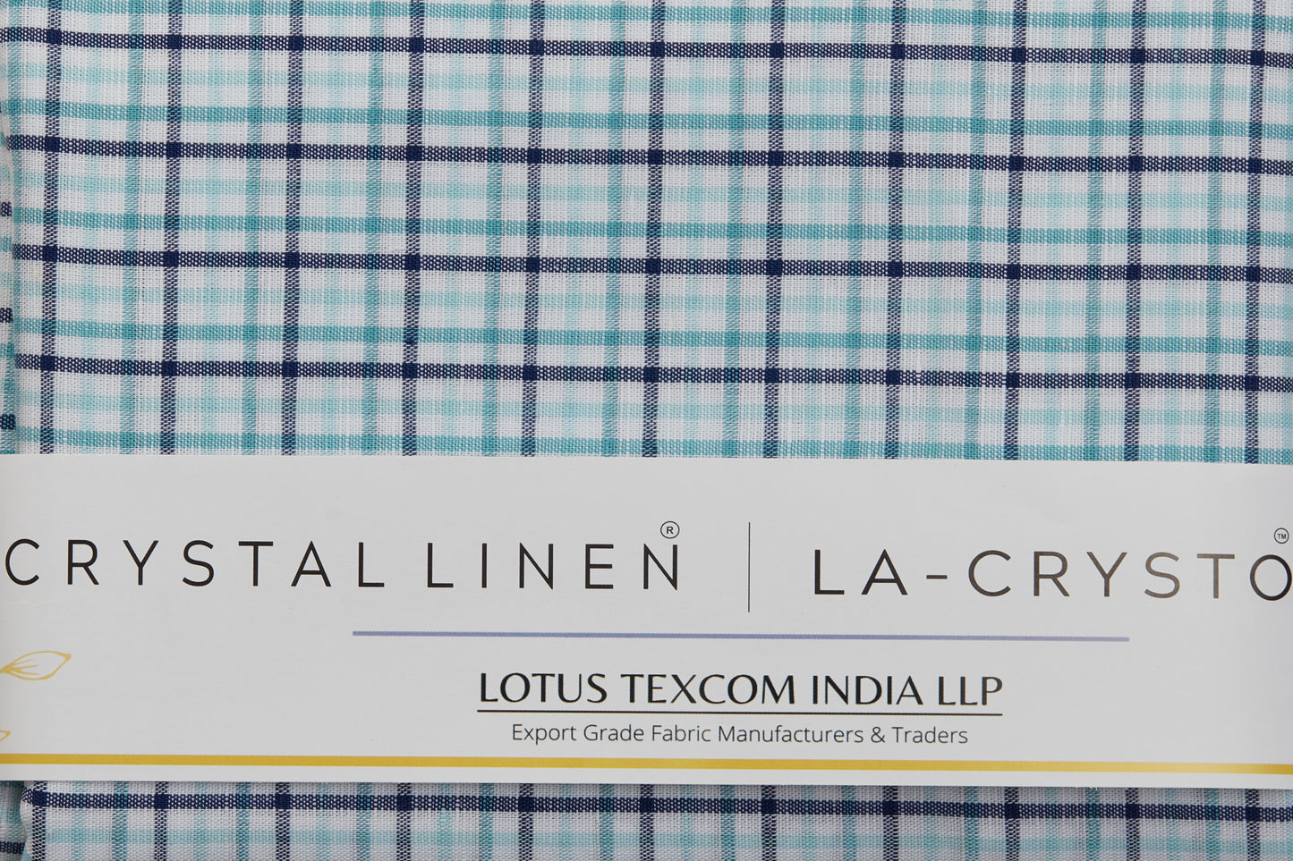 Linen Cotton Blend, Yarn Dyed Checks, Plain,White And Blue And TurqMen And Women, Unstitched Shirting Or Top Fabric