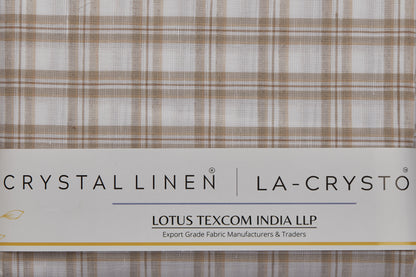Linen Cotton Blend, Yarn Dyed Checks, Plain,White And BrownMen And Women, Unstitched Shirting Or Top Fabric