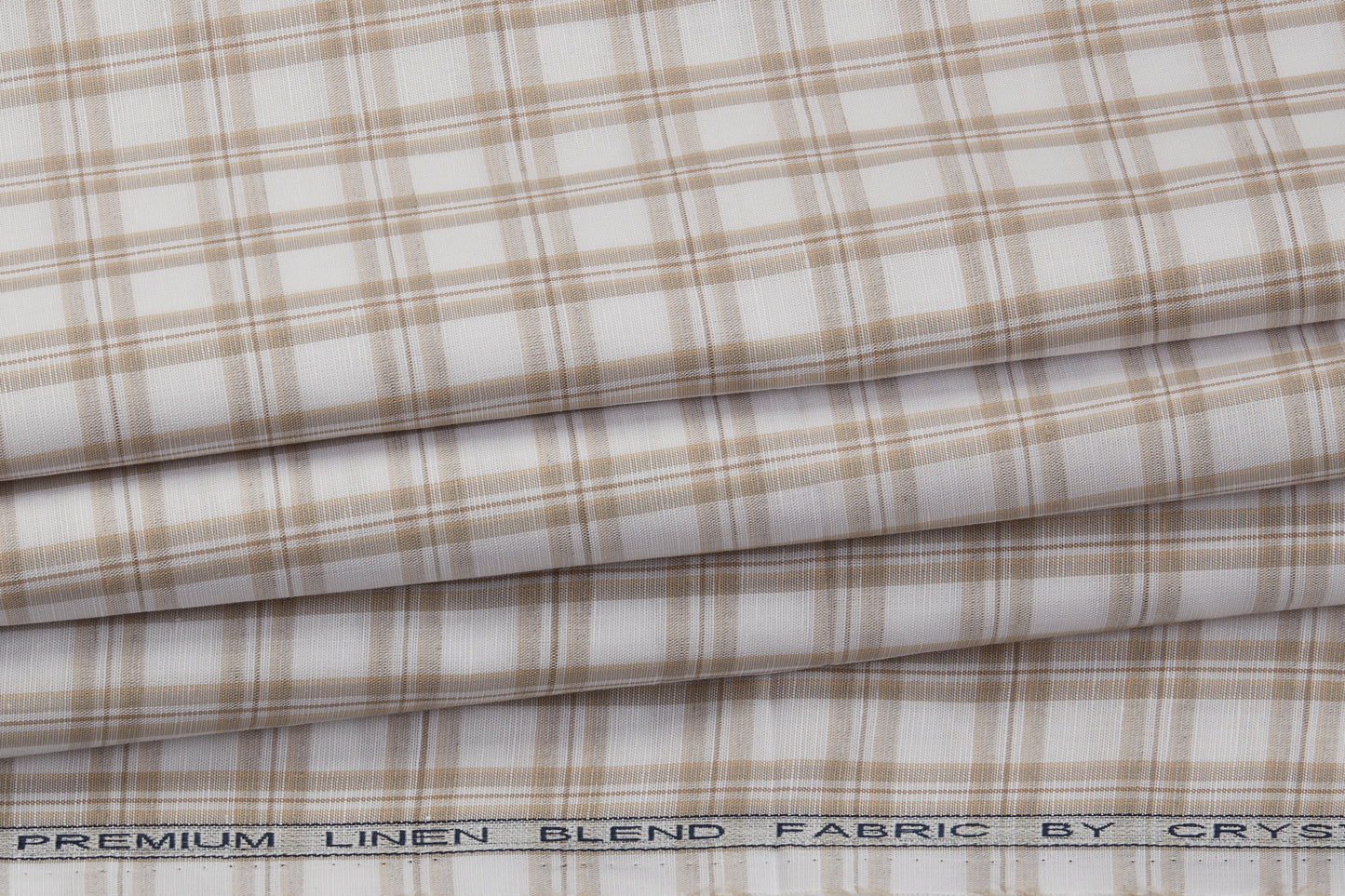 Linen Cotton Blend, Yarn Dyed Checks, Plain,White And BrownMen And Women, Unstitched Shirting Or Top Fabric
