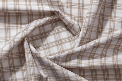Linen Cotton Blend, Yarn Dyed Checks, Plain,White And BrownMen And Women, Unstitched Shirting Or Top Fabric