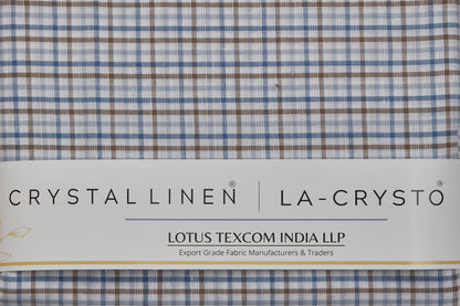 Linen Cotton Blend, Yarn Dyed Checks, Plain,White And Blue And BrownMen And Women, Unstitched Shirting Or Top Fabric