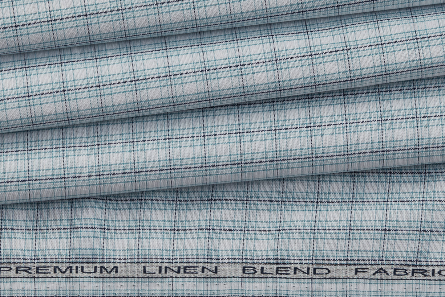 Linen Cotton Blend, Yarn Dyed Checks, Plain,White And Blue And TurqMen And Women, Unstitched Shirting Or Top Fabric