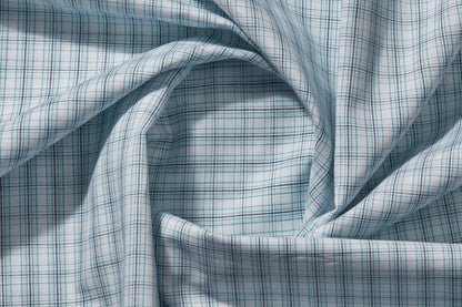 Linen Cotton Blend, Yarn Dyed Checks, Plain,White And Blue And TurqMen And Women, Unstitched Shirting Or Top Fabric