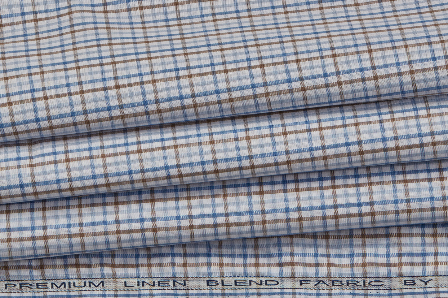 Linen Cotton Blend, Yarn Dyed Checks, Plain,White And Blue And BrownMen And Women, Unstitched Shirting Or Top Fabric