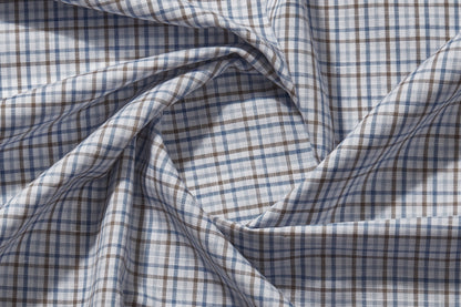 Linen Cotton Blend, Yarn Dyed Checks, Plain,White And Blue And BrownMen And Women, Unstitched Shirting Or Top Fabric