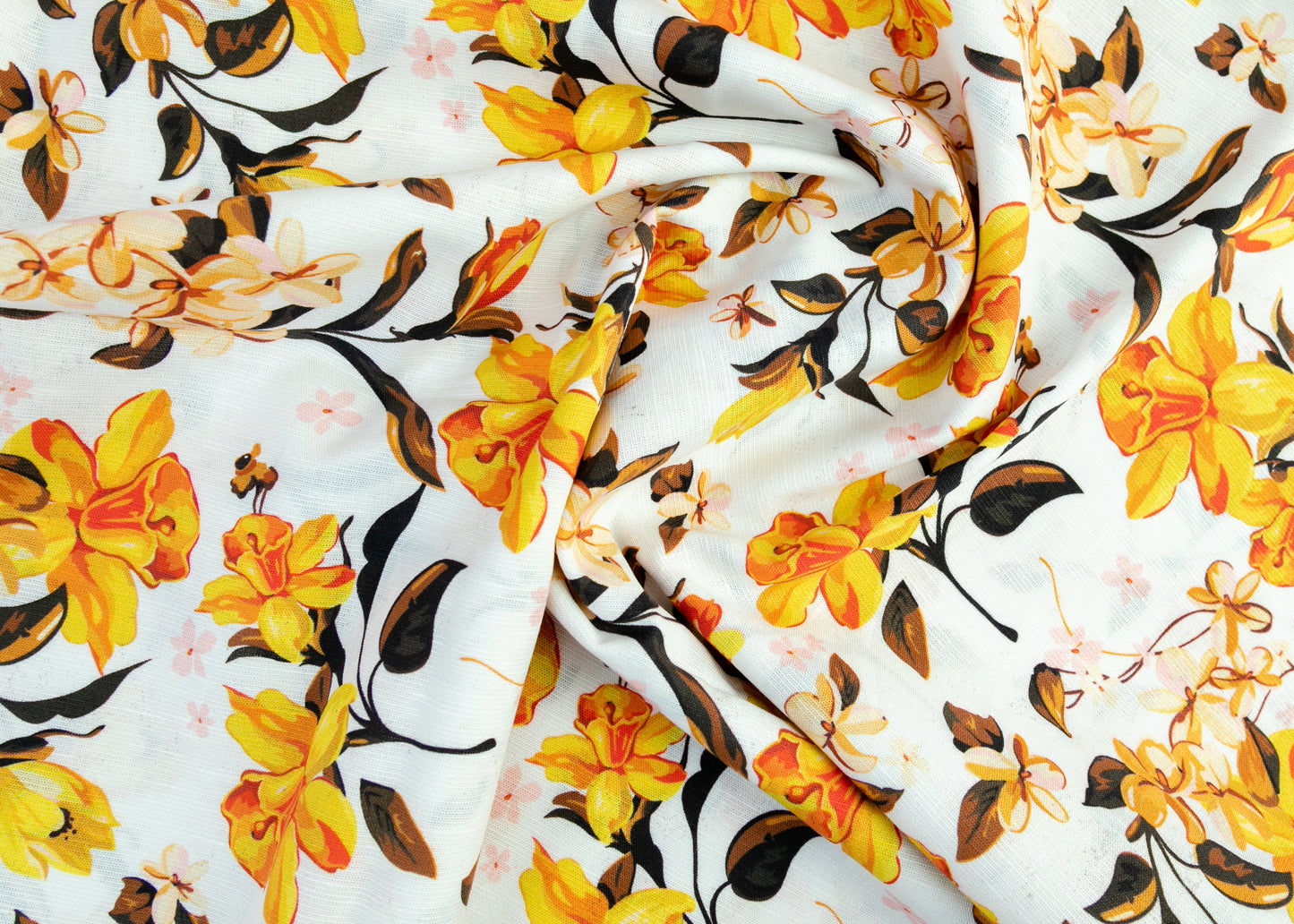 Linen Cotton Blend,Digital Print,Plain,Floare Yellow Fabric, Men And Women, Unstitched Shirting Or Top Fabric