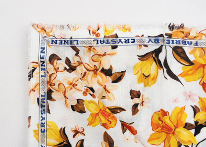 Linen Cotton Blend,Digital Print,Plain,Floare Yellow Fabric, Men And Women, Unstitched Shirting Or Top Fabric