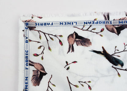 Linen Cotton Blend,Digital Print,Plain,White And Multi Colour Floral, Men And Women, Unstitched Shirting Or Top Fabric