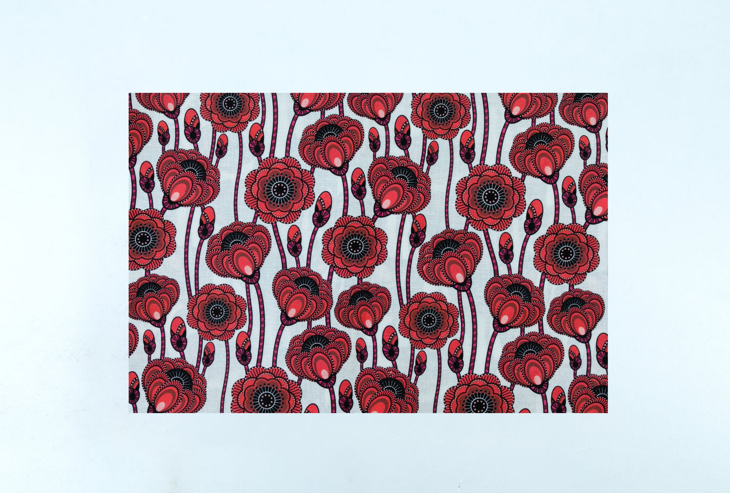 Linen Cotton Blend,Digital Print,Plain,White And Red And Black Floral, Men And Women, Unstitched Shirting Or Top Fabric