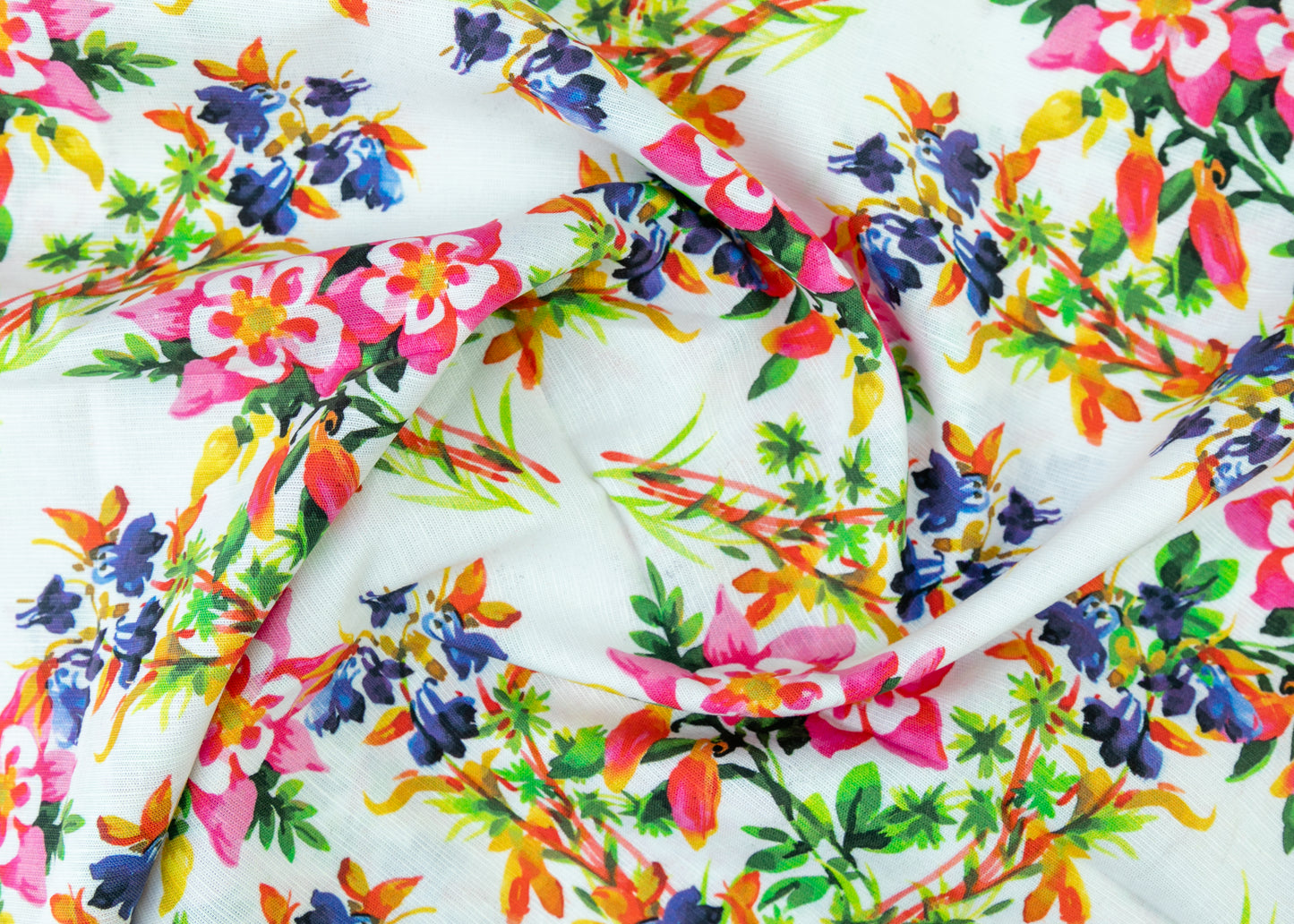 Linen Cotton Blend,Digital Print,Plain,White And Multi Colour Floral, Men And Women, Unstitched Shirting Or Top Fabric