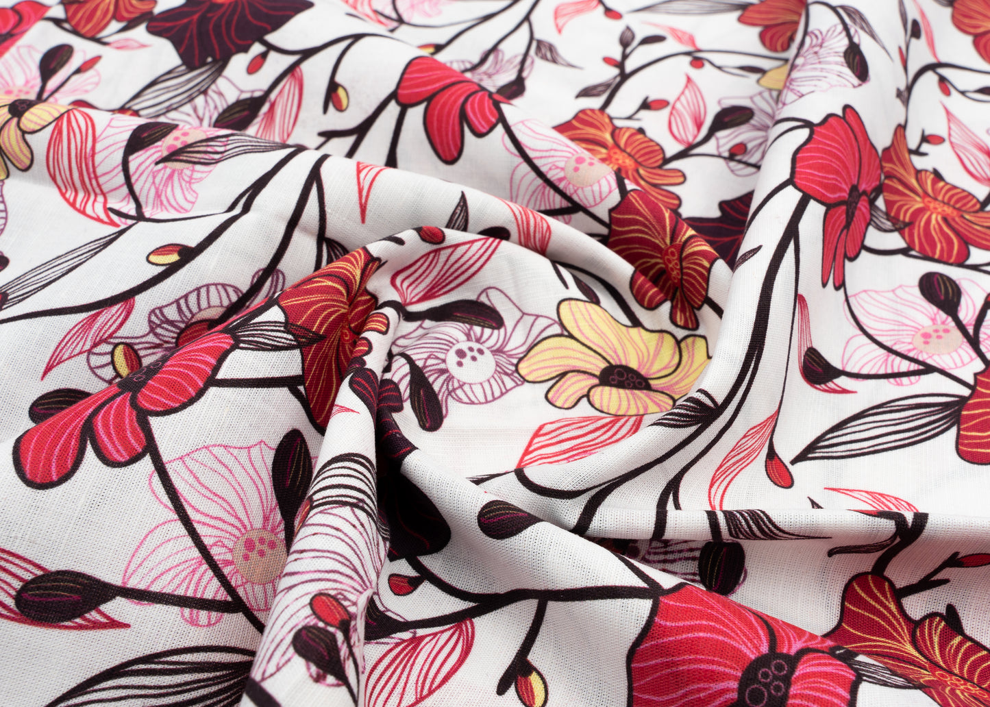 Linen Cotton Blend,Digital Print,Plain,White And Multi Colour Floral, Men And Women, Unstitched Shirting Or Top Fabric