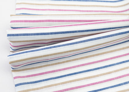 Linen Cotton Blend, Yarn Dyed, Plain,Light Brown And Blue And Red And White R812, Men And Women, Unstitched Shirting Or Top Fabric