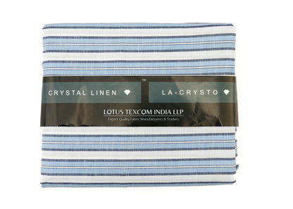 Linen Cotton Blend, Yarn Dyed, Plain,Blue And White R792, Men And Women, Unstitched Shirting Or Top Fabric
