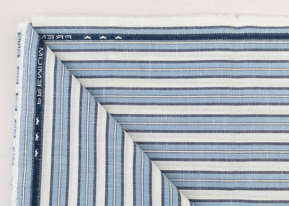 Linen Cotton Blend, Yarn Dyed, Plain,Blue And White R792, Men And Women, Unstitched Shirting Or Top Fabric
