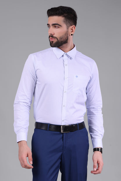 100% Cotton, Yarn Dyed, Plain, Full Sleeves,Semi Slim Fit,Checked White & Blue Cotton, Men,Shirt