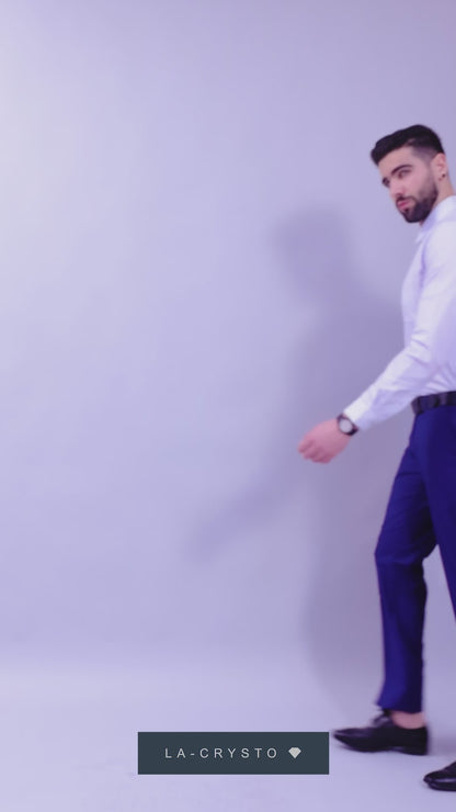 100% Cotton, Yarn Dyed, Plain, Full Sleeves,Semi Slim Fit,Checked White & Blue Cotton, Men,Shirt