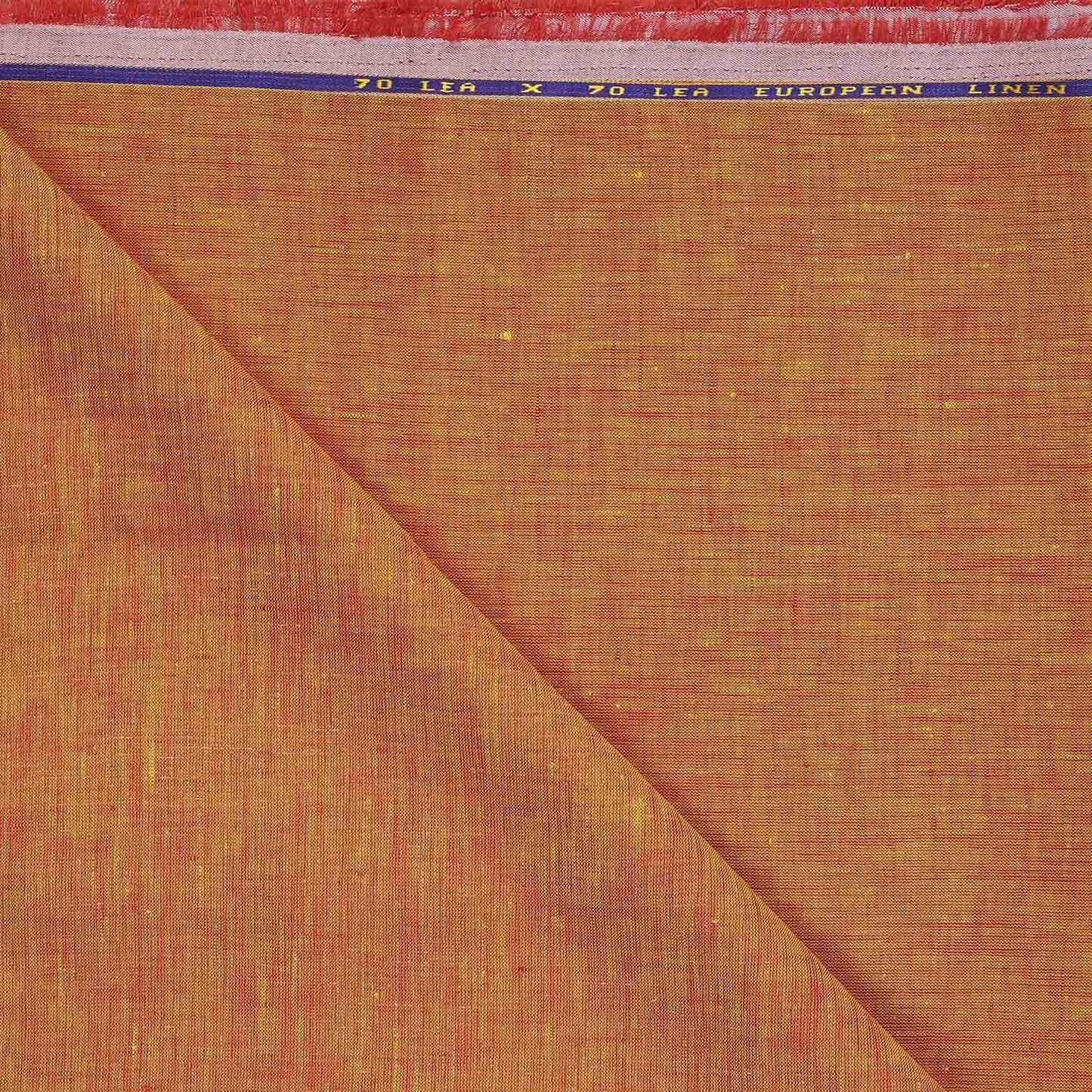 100% Linen, Yarn Dyed, Plain,Orange And Yellow, Men And Women, Unstitched Shirting Or Top Fabric