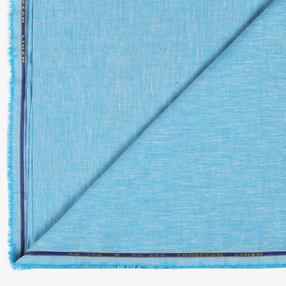 100% Linen, Yarn Dyed, Plain,Sky Blue, Men And Women, Unstitched Shirting Or Top Fabric