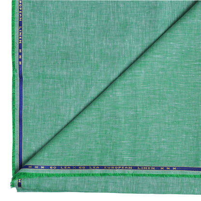 100% Linen, Yarn Dyed, Plain,Green, Men And Women, Unstitched Shirting Or Top Fabric