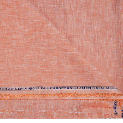 100% Linen, Yarn Dyed, Plain,Orange And White, Men And Women, Unstitched Shirting Or Top Fabric