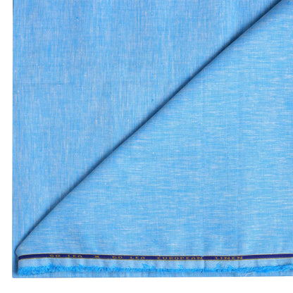 100% Linen, Yarn Dyed, Plain,Dark Sky Blue, Men And Women, Unstitched Shirting Or Top Fabric