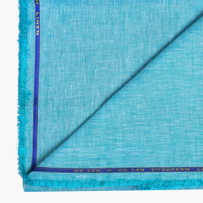 100% Linen, Yarn Dyed, Plain,Dark Turq Linen, Men And Women, Unstitched Shirting Or Top Fabric