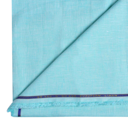 100% Linen, Yarn Dyed, Plain,Light Sky Blue, Men And Women, Unstitched Shirting Or Top Fabric
